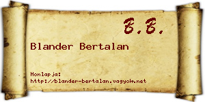 Blander Bertalan névjegykártya